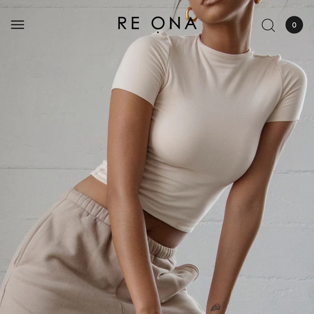 Re Ona Signature T shirt in Ivory